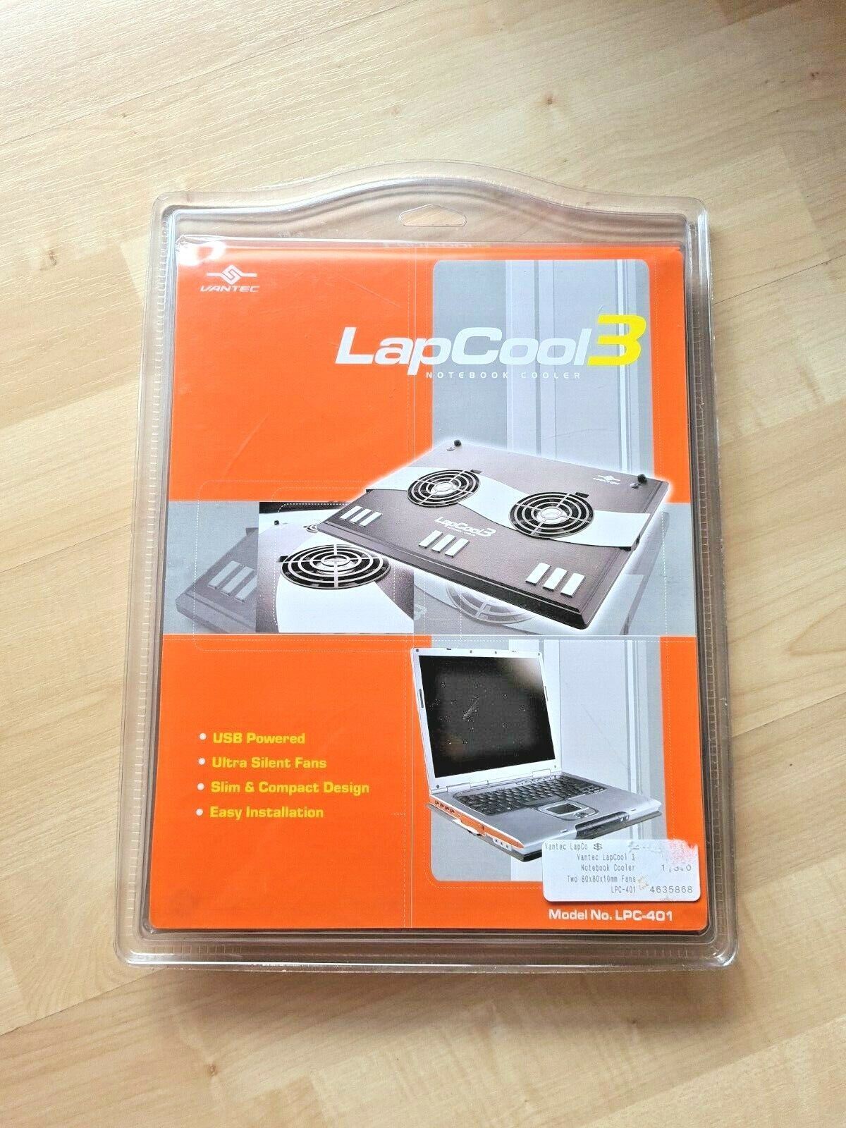 Vantec LapCool 3 Dual Fan Laptop Notebook 1500 RPM USB Cooling, Compact LPC-401