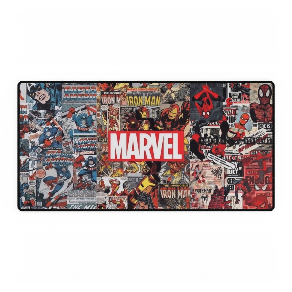 Marvel Comics Logo Retro Comic Book Covers Collage Art Mouse Pad Desk Mats