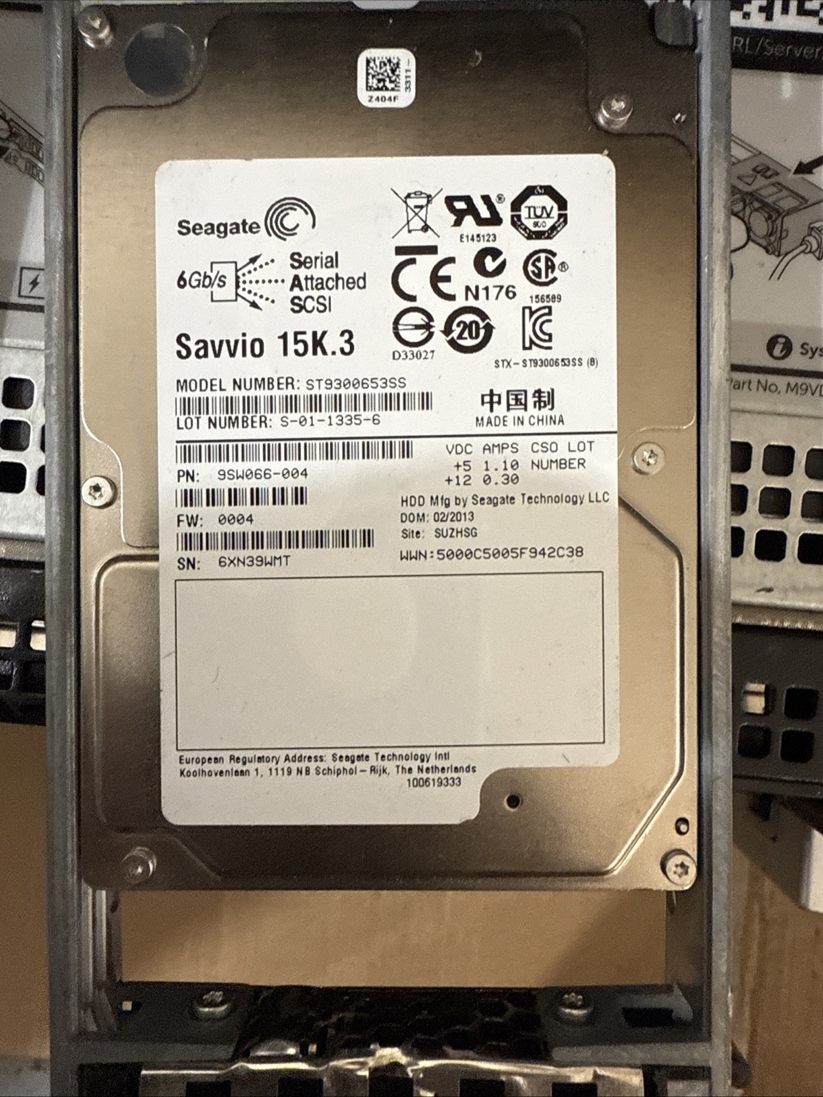 Dell Savvio 15K.3 2.5" SAS 300GB HDD ST9146853SS, Hot-Swap with Tray