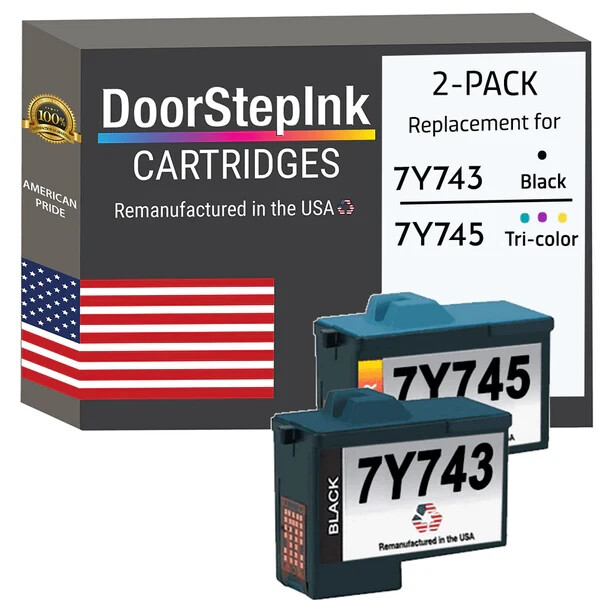 DoorStepInk Compatible Ink Cartridge for Dell Series2 7Y743 Bk / 7Y745 Color-USA