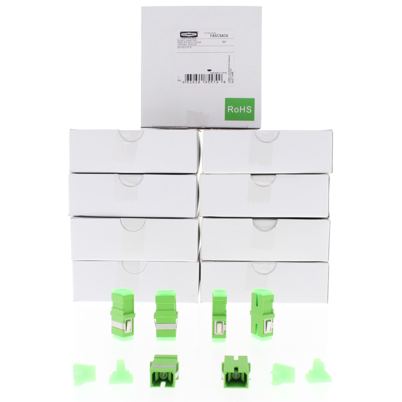 10 6-Packs Hubbell Fiber Optic SC Simplex APC Adapters Zirconia Ceramic FASCSAC6