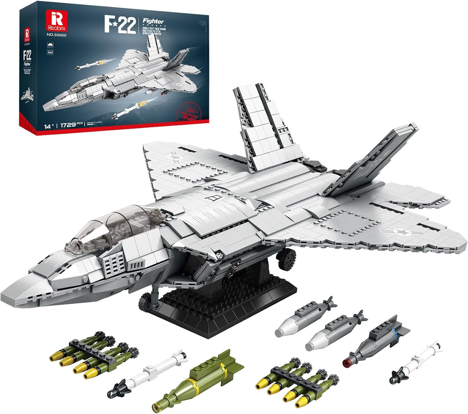 F-22 Fighter Jet Building Set Military Raptor Fighter Display Model