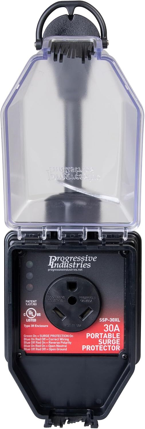 Progressive Industries 30 Amp Rv Surge Protector With Cover 825J Weatherproof