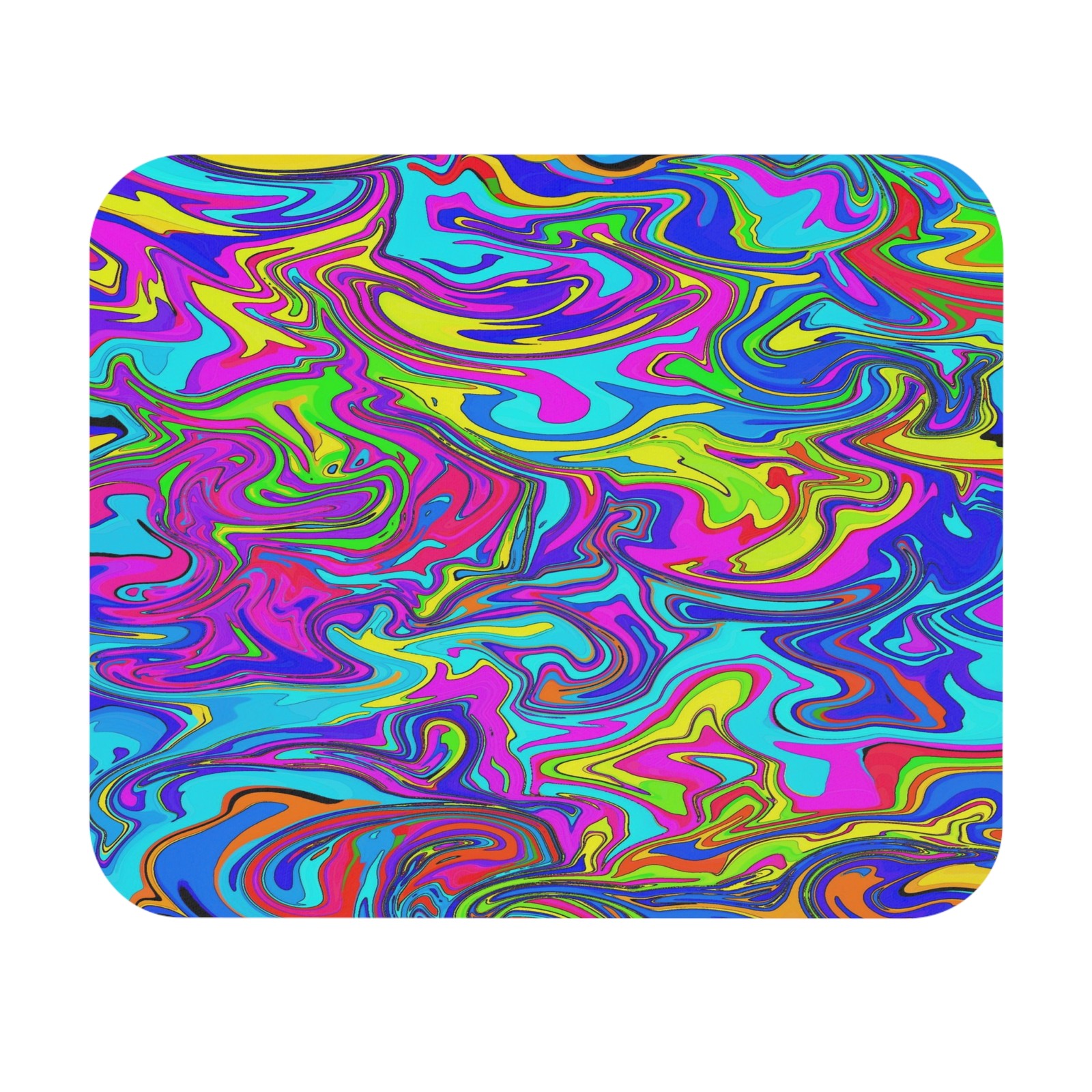 Psychedelic Swirl Mouse Pad | Neon Marble Desk Mat