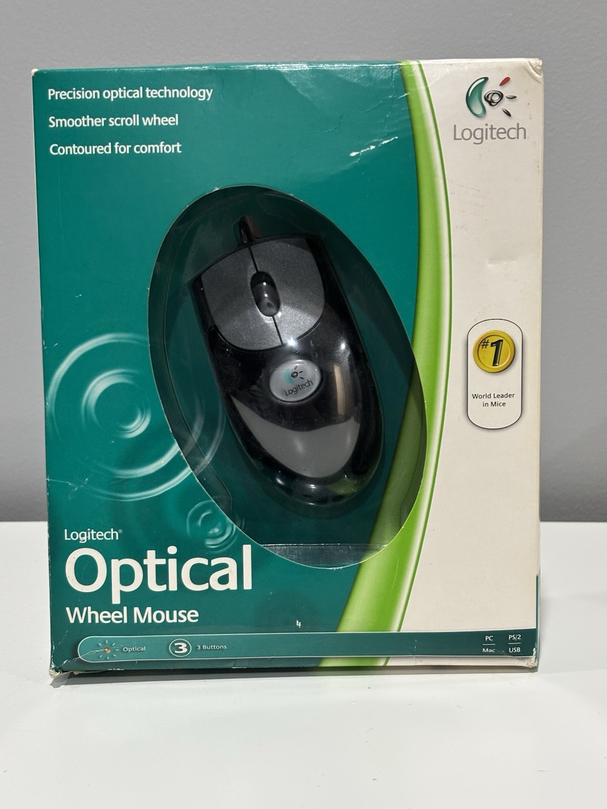 Logitech Wheel Mouse Optical M-BJ58 Wired PS/2 & USB New Damaged Box
