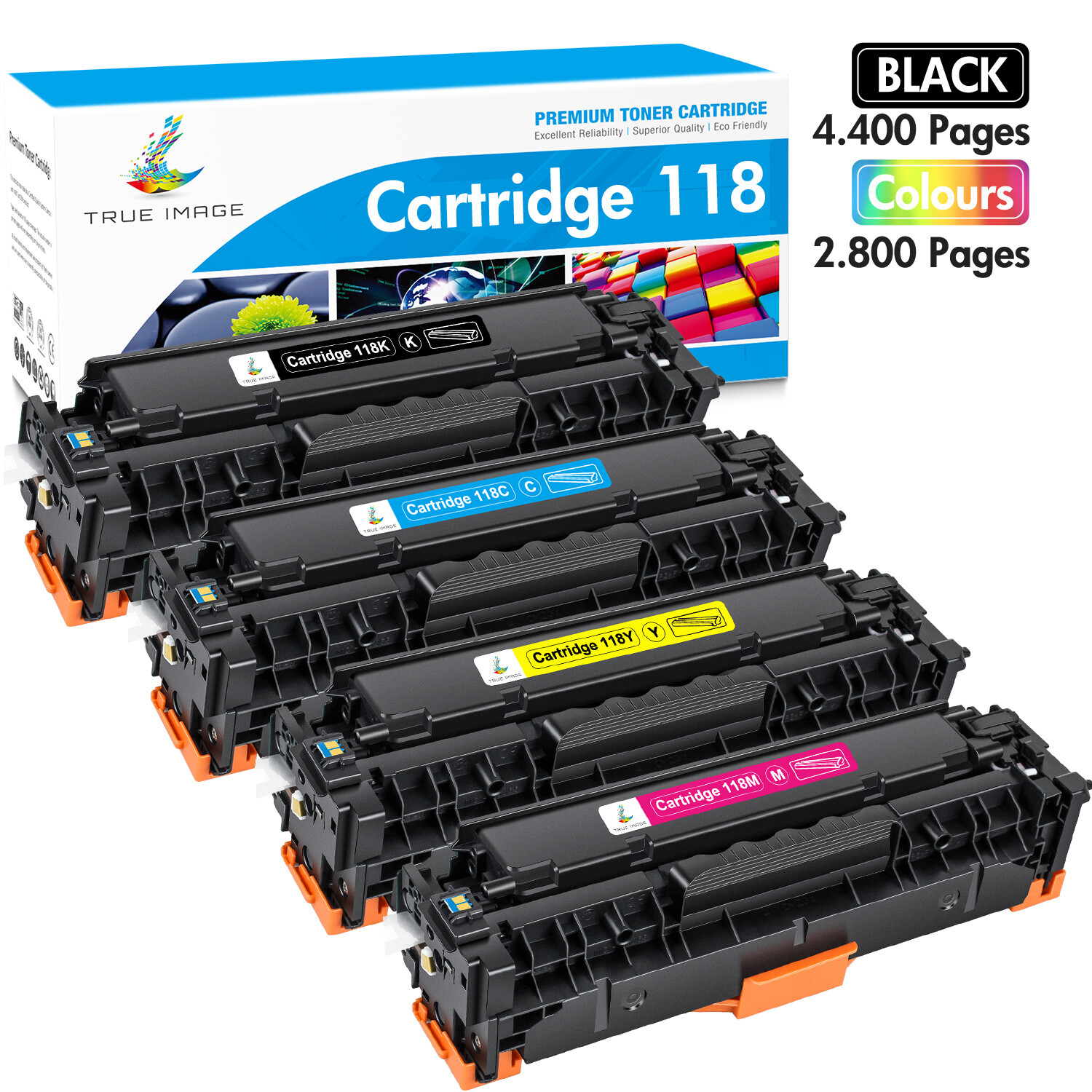 4PK Toner Set for Canon 118 ImageClass MF8380cdw MF8580cdw MF8350cdn MF729cdw