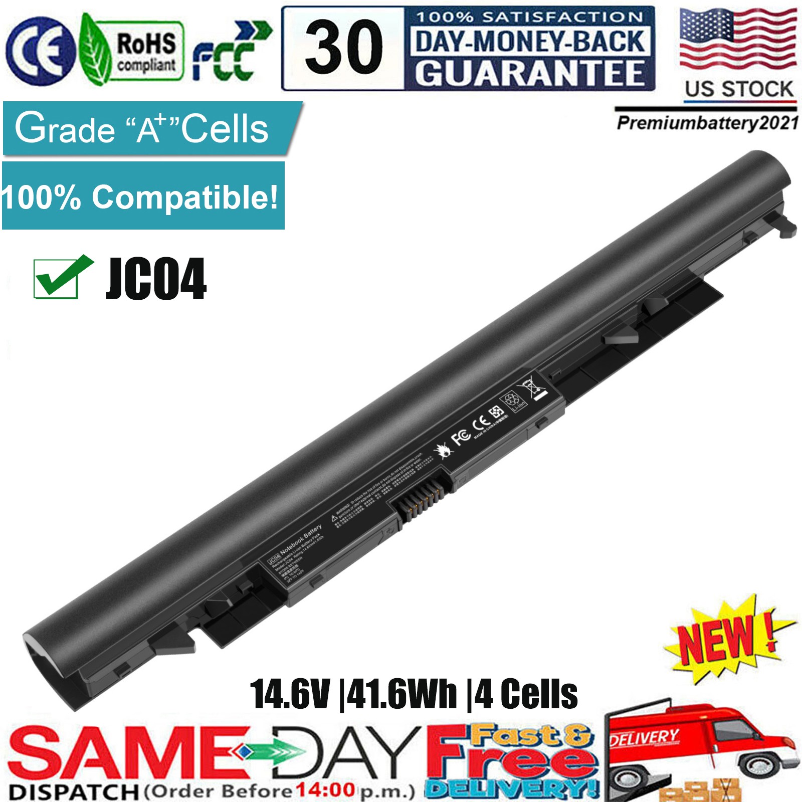 ✅JC03 JC04 Battery for HP Spare 919700-850 919682-121 15-bs0xx 15-BS015DX Laptop