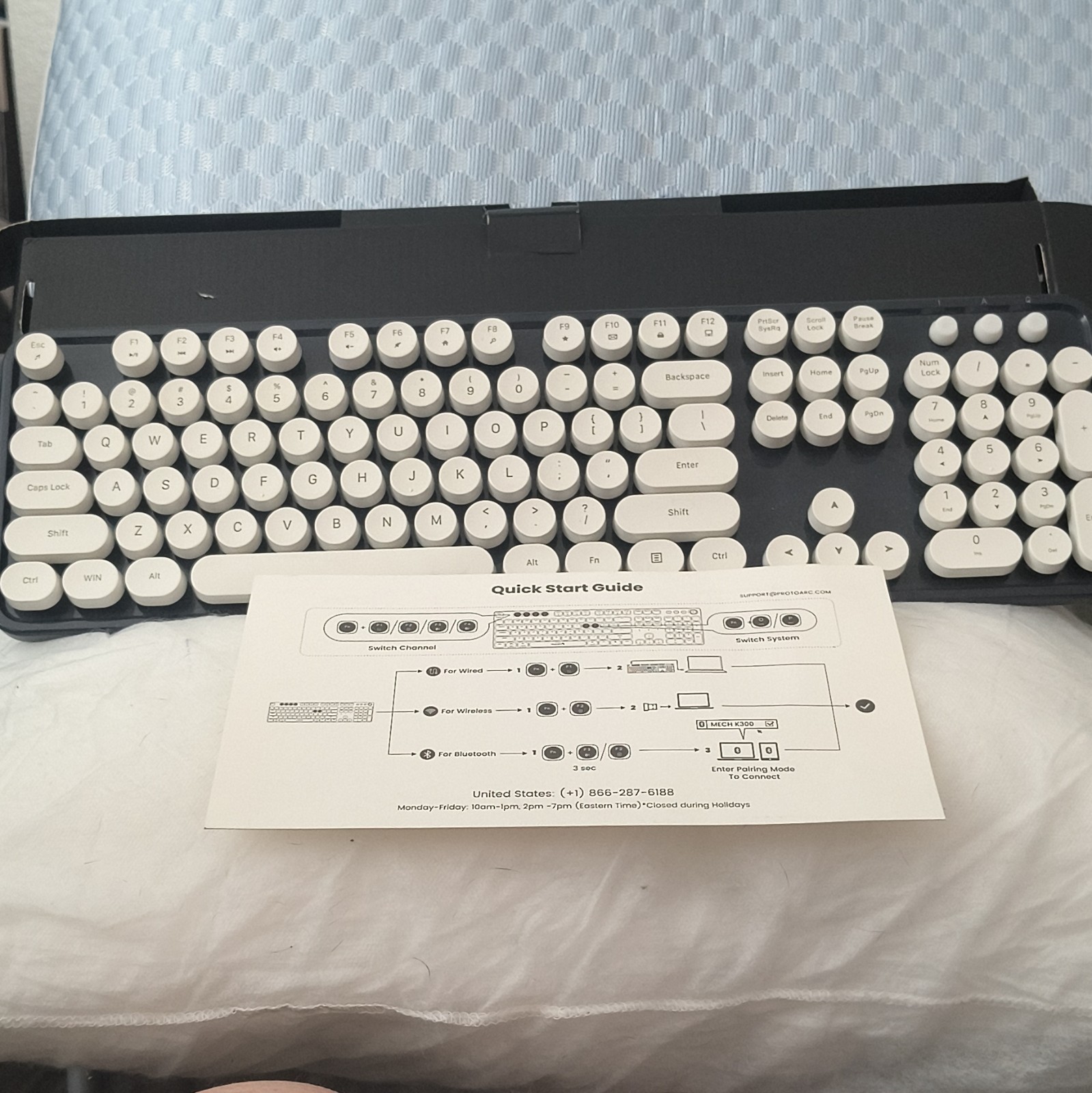 ProtoArc MECH K300 Mechanical Keyboard Wired/Wireless Bluetooth Black White QWE…