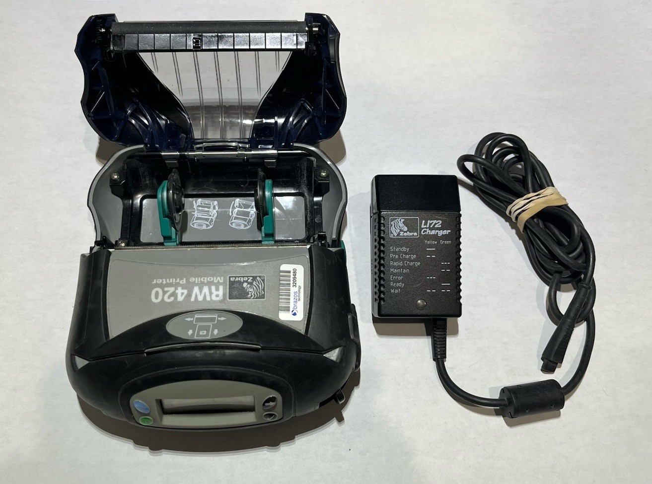 Zebra RW420 Wireless Bluetooth Mobile Printer With Power Supply Fully Tested