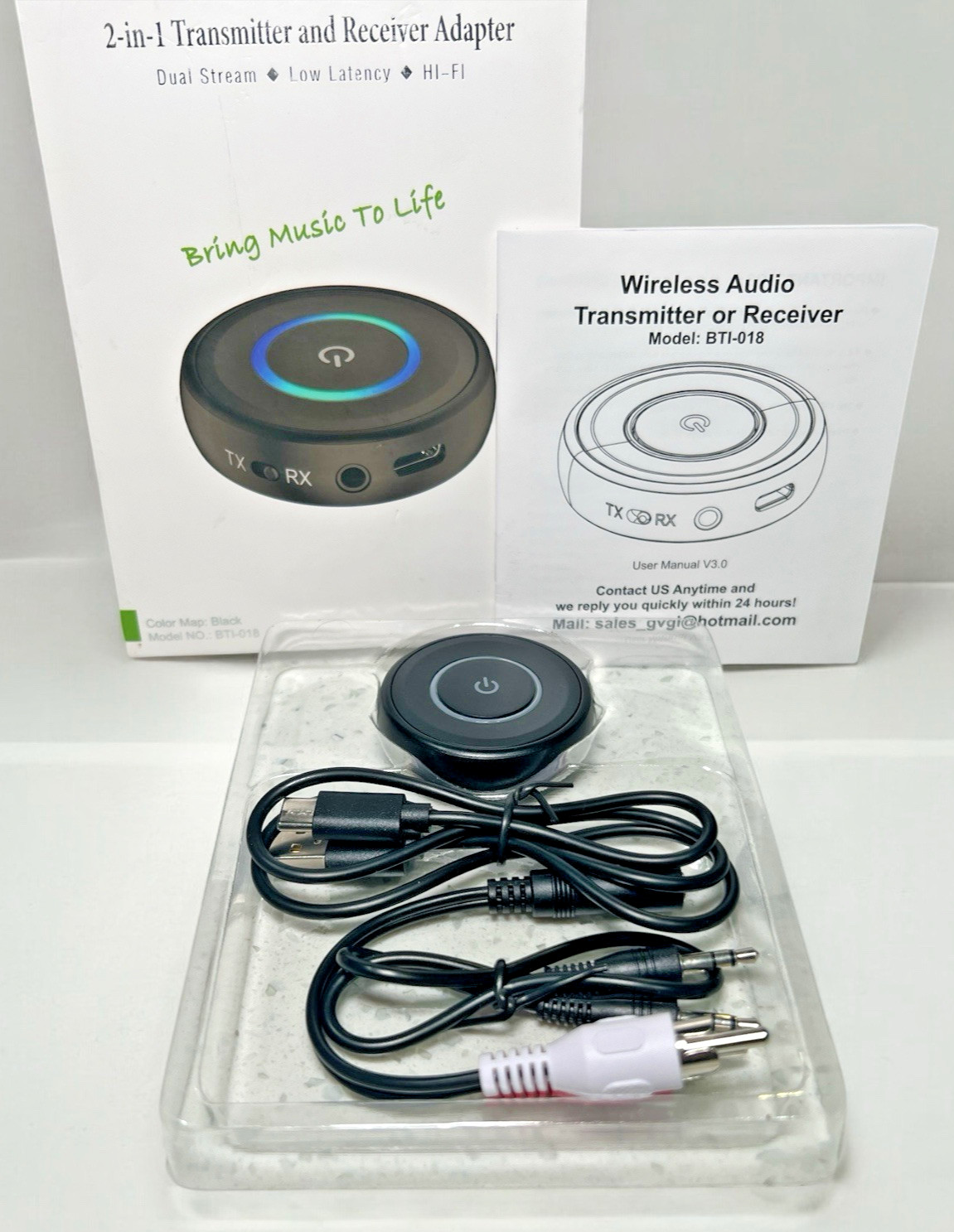 Bluetooth Adapter 5.3 Transmitter / Receiver for PC MP3, Gym Home for TV, 2-in-1