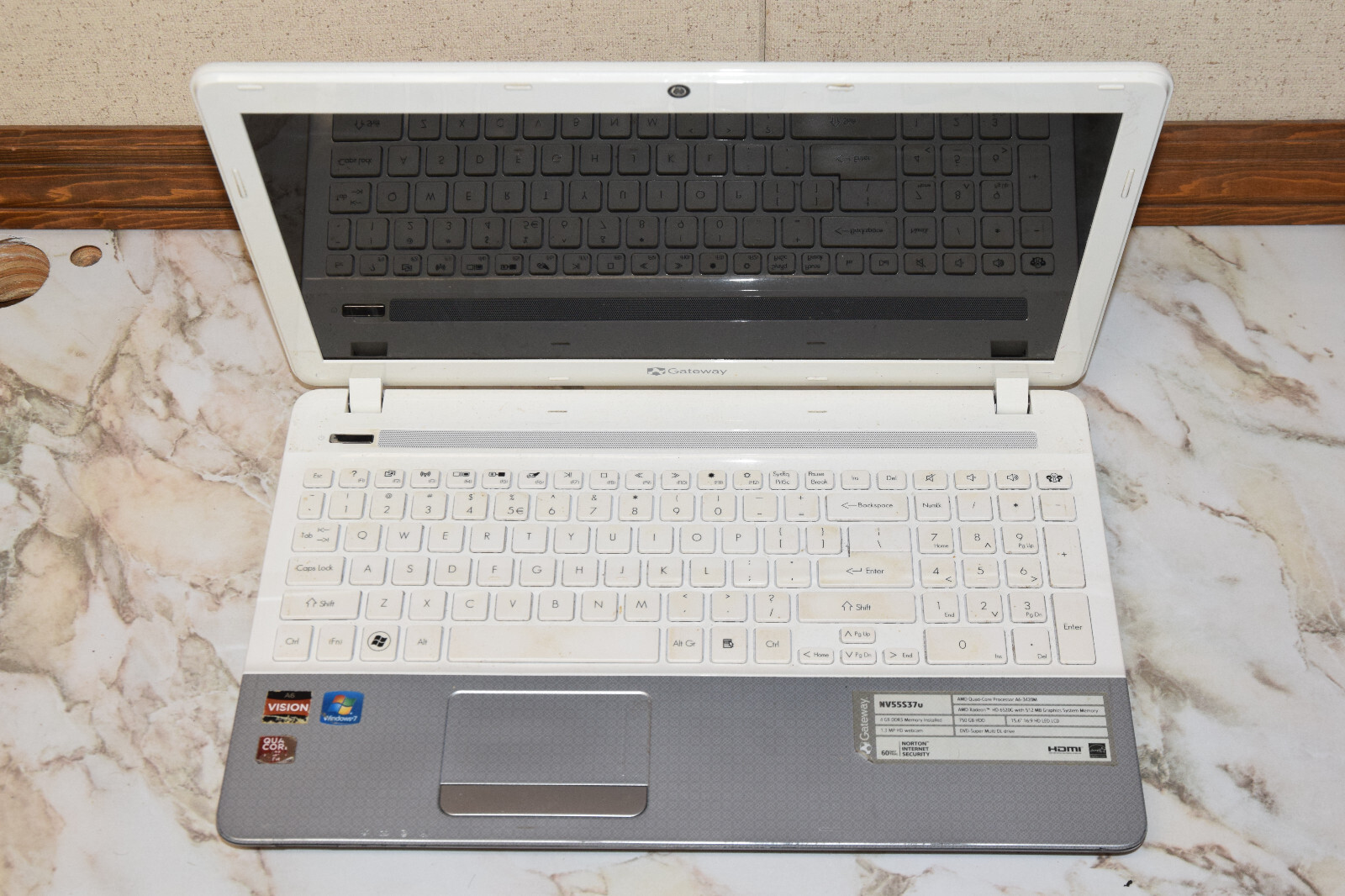 DEAD JUNK Gateway NV55S37u 15.6" Laptop Incomplete AS IS Parts Repair