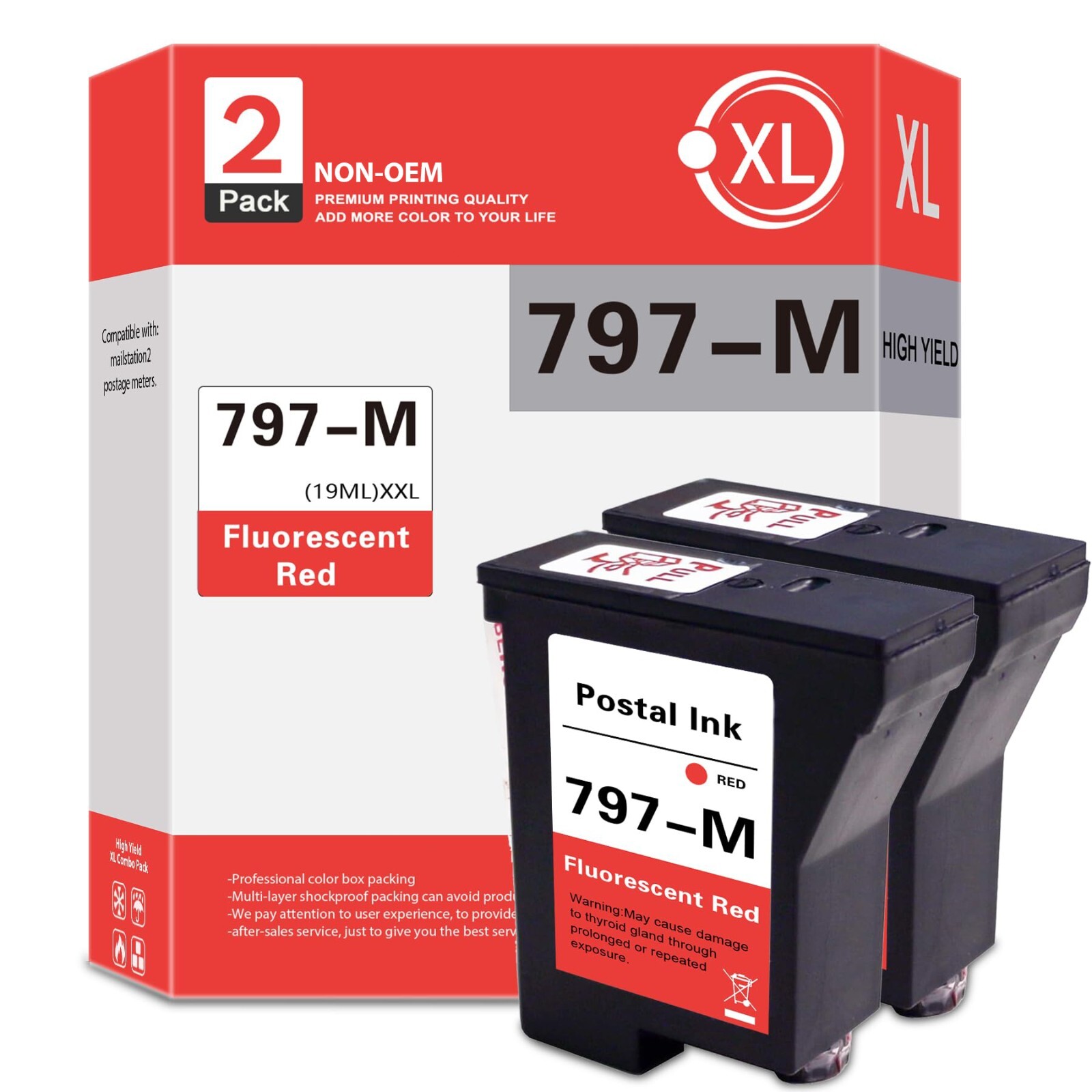 2PK 797 Ink  replace for Pitney Bowes 797-M Mailstation2 Postage Meters