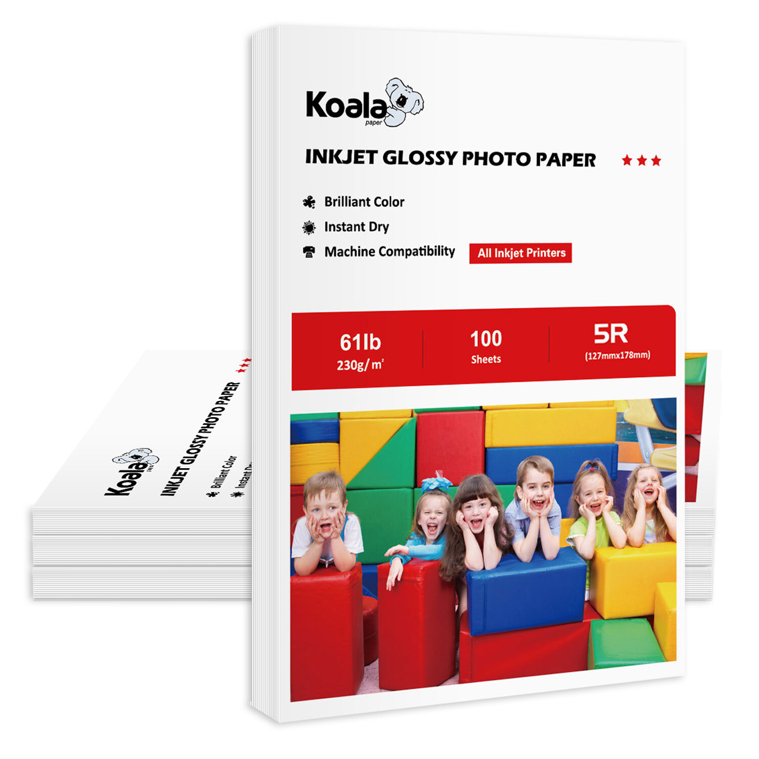 Koala Premium Photo Paper 5X7 Glossy 400 Sheets 61lb Heavy Inkjet Epsn. Canon HP