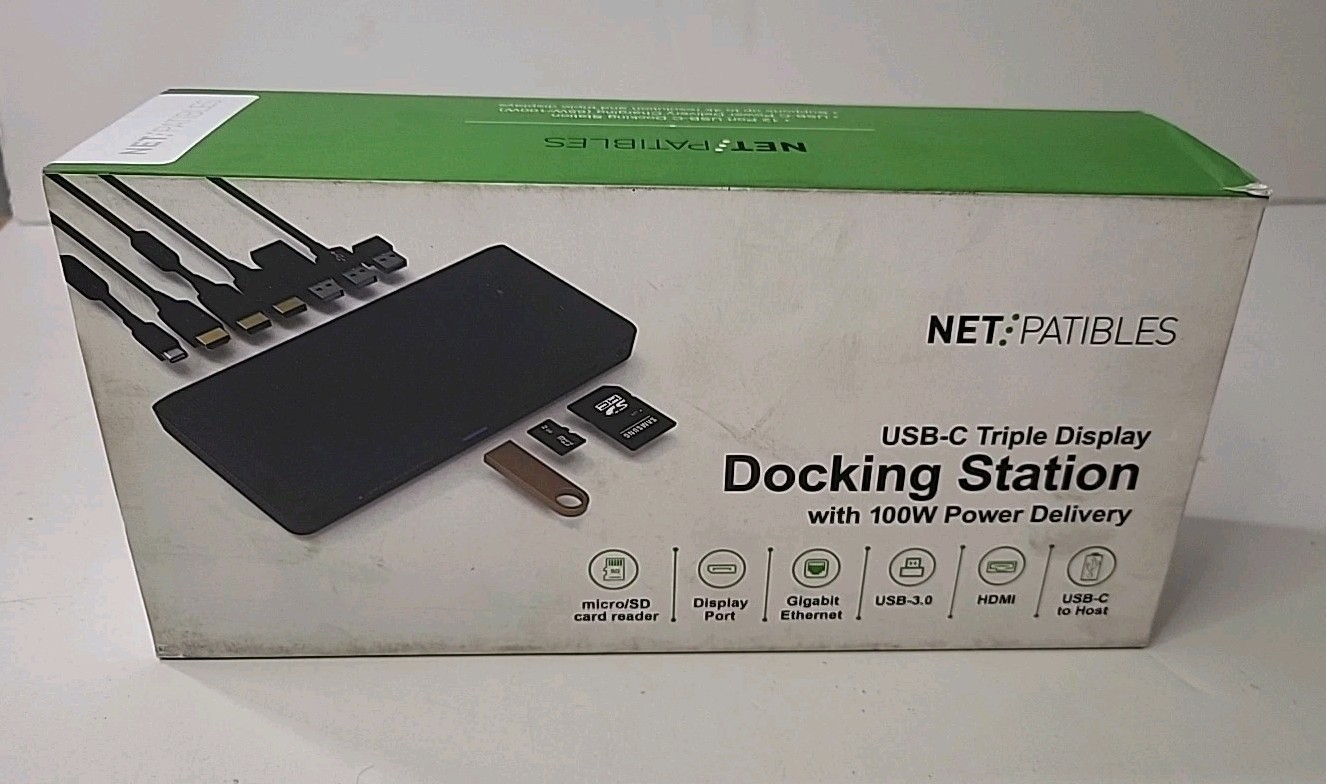 Netpatibles USB-C Triple Display MST Docking Station w/ 100W PD DOSUBC12P01BNP