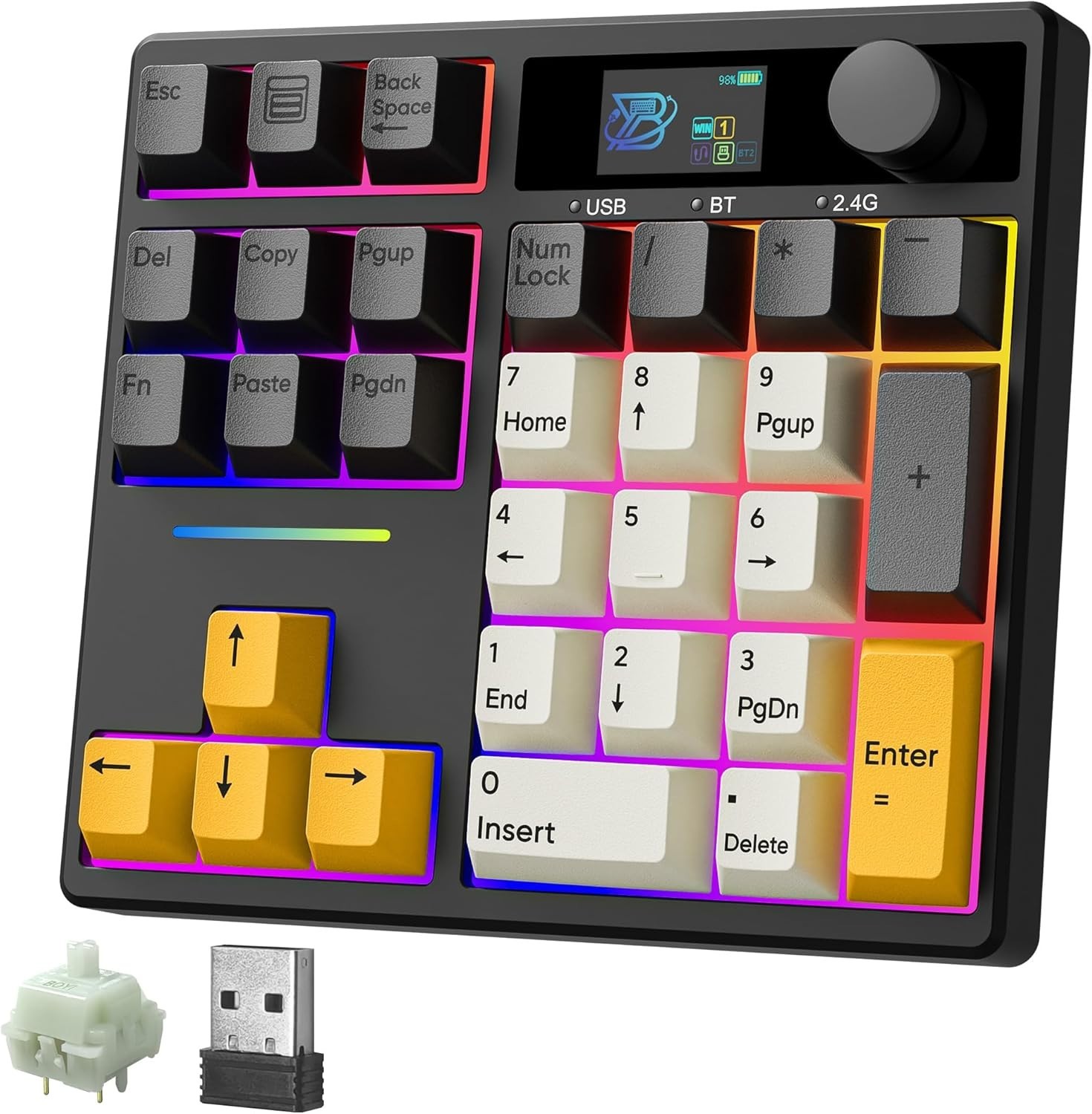 TD31Pro Mechanical Numpad,Mini Keyboard with Screen&Knob,Bluetooth5.0/2.4G/Type-