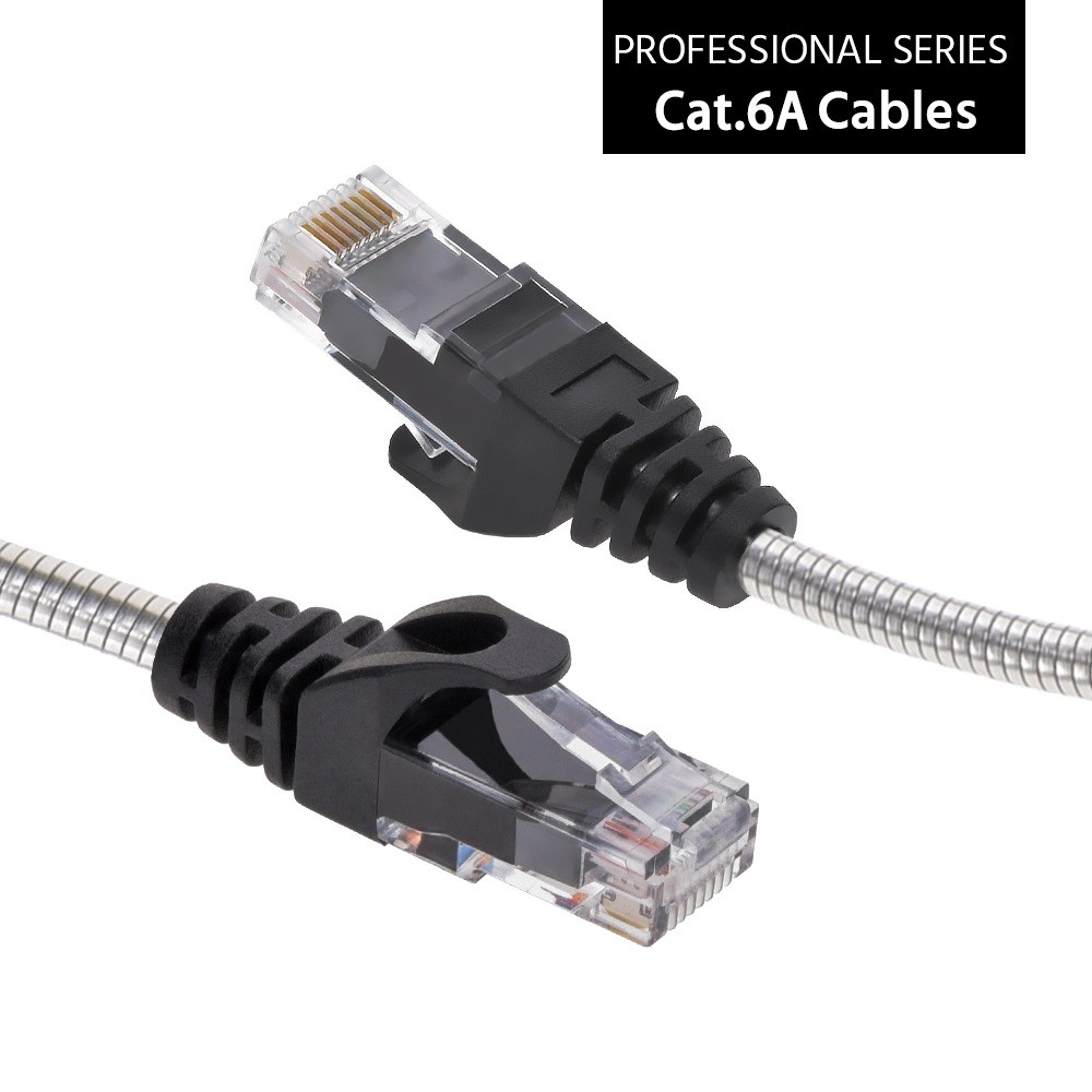 5 Pack of 65Ft CAT6A Patch Cable Armored Anti-Rodent Slim 28AWG