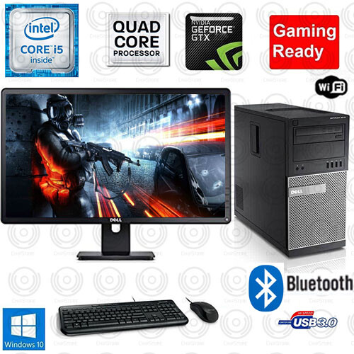 Fortnite GTA COD Gaming PC Desktop Computer Core i5 WiFi BT 8GB Monitor Bundle