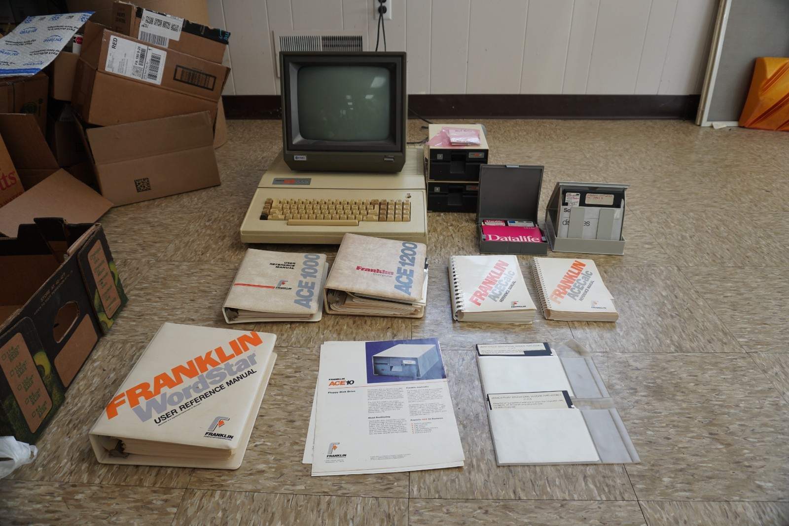 Franklin Ace 1000 Computer w/ BMC Monitor, 2x Disk Drives, Manuals & Software