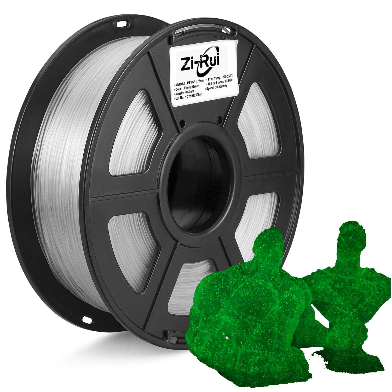 PETG 3D Printer Filament, 1.75Mm, Glow in Dark Shiny Green