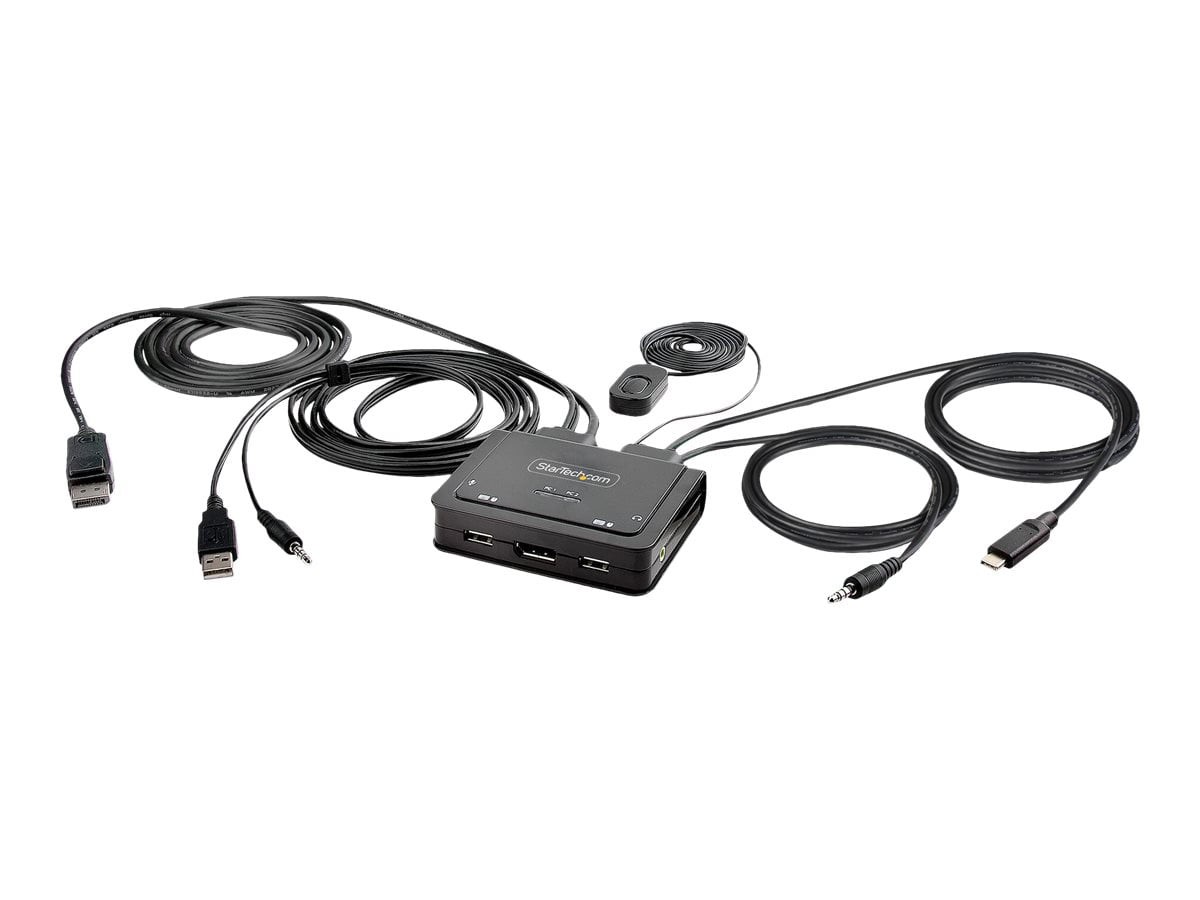 StarTech 2-Port Hybrid USB-C DisplayPort Cable KVM Switch (c2d46uaccblkvm)