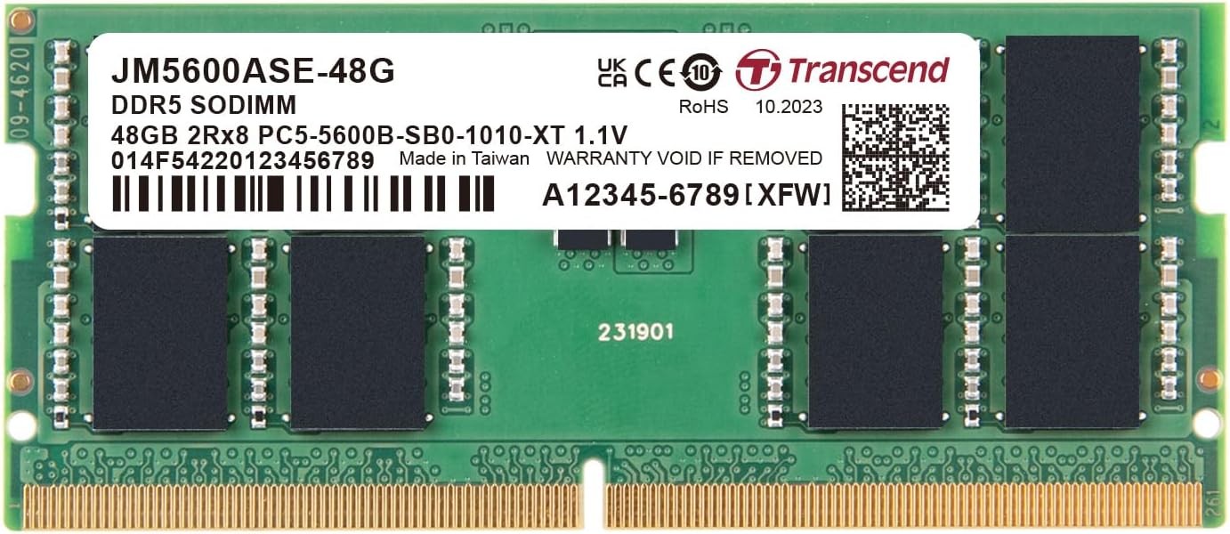 Transcend 48GB DDR5 5600 SO-DIMM 2Rx8 1.1V, RAM, Notebook/Laptop Computer Memory