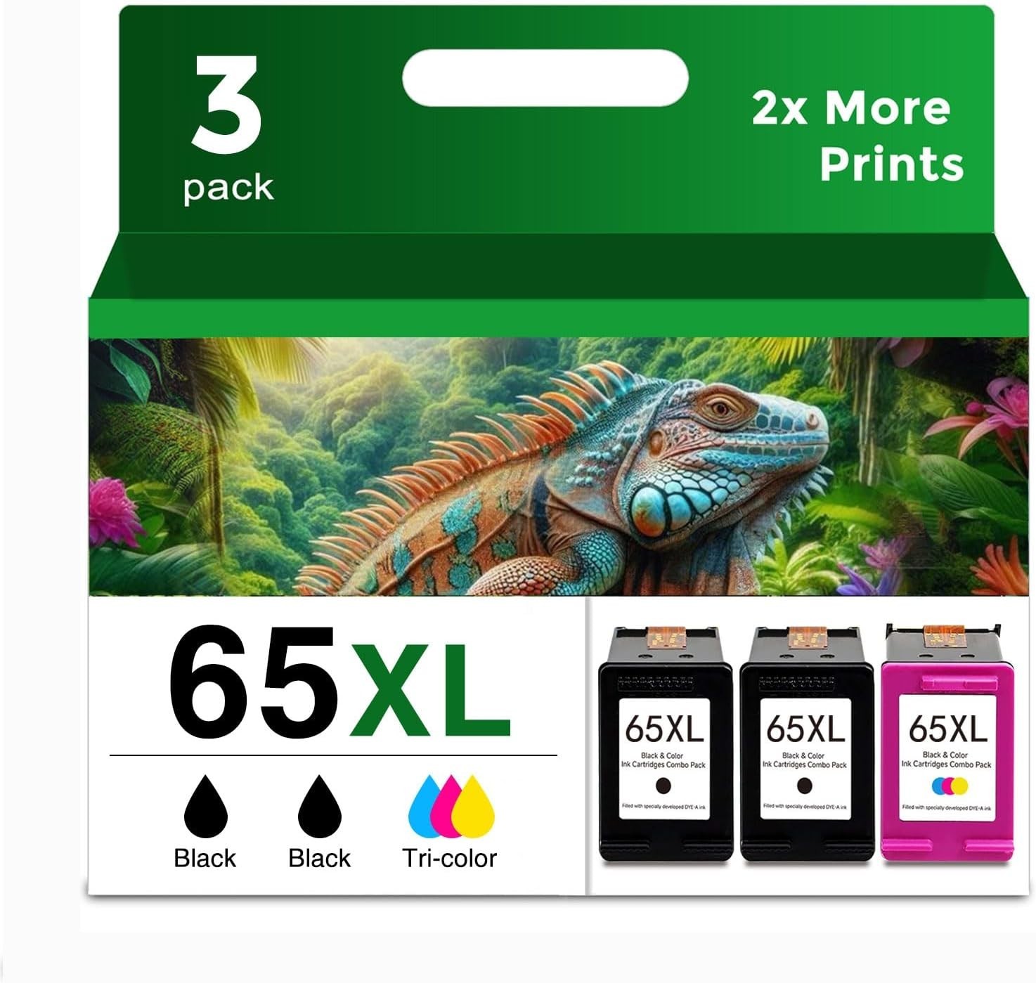 3pk Black Color Ink Cartridges Compatible for HP 65XL Deskjet 3720 3730 3732