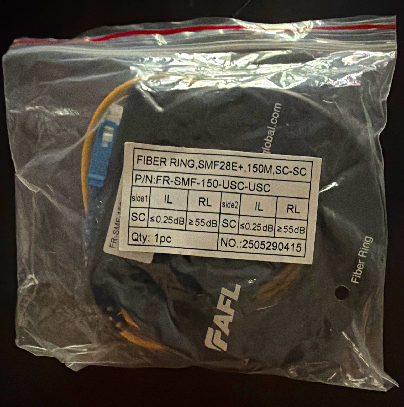 FIBER Test Reel SMF28E+ Single-Mode 150m SC-SC Yellow Fiber Optic Cable FR-SMF
