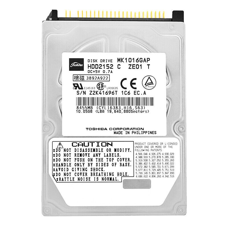 Hard Drive Toshiba MK1016GAP 10Gb 4200 RPM 2MB ATA 2.5" inch