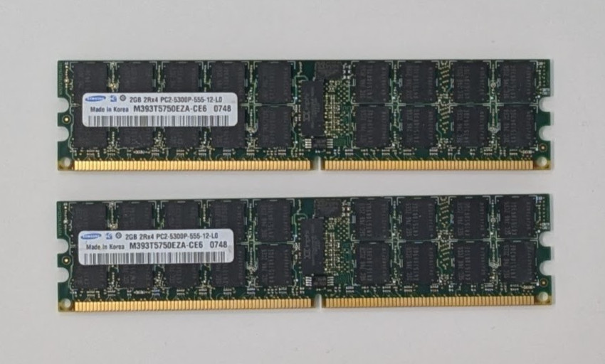 SAMSUNG 4GB Kit (2X2GB) 2RX4 PC2-5300P RAM MEMORY M393T5750EZA-CE6