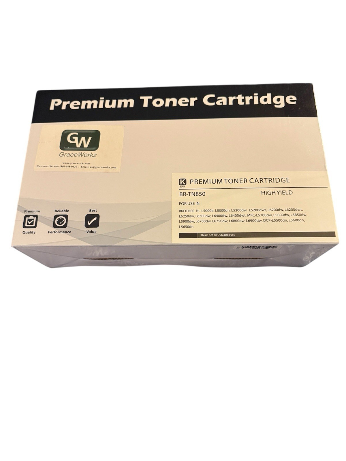 New Premium Toner Cartridge SEALED  TN-850 HIGH YIELD  Black Toner Cartridge