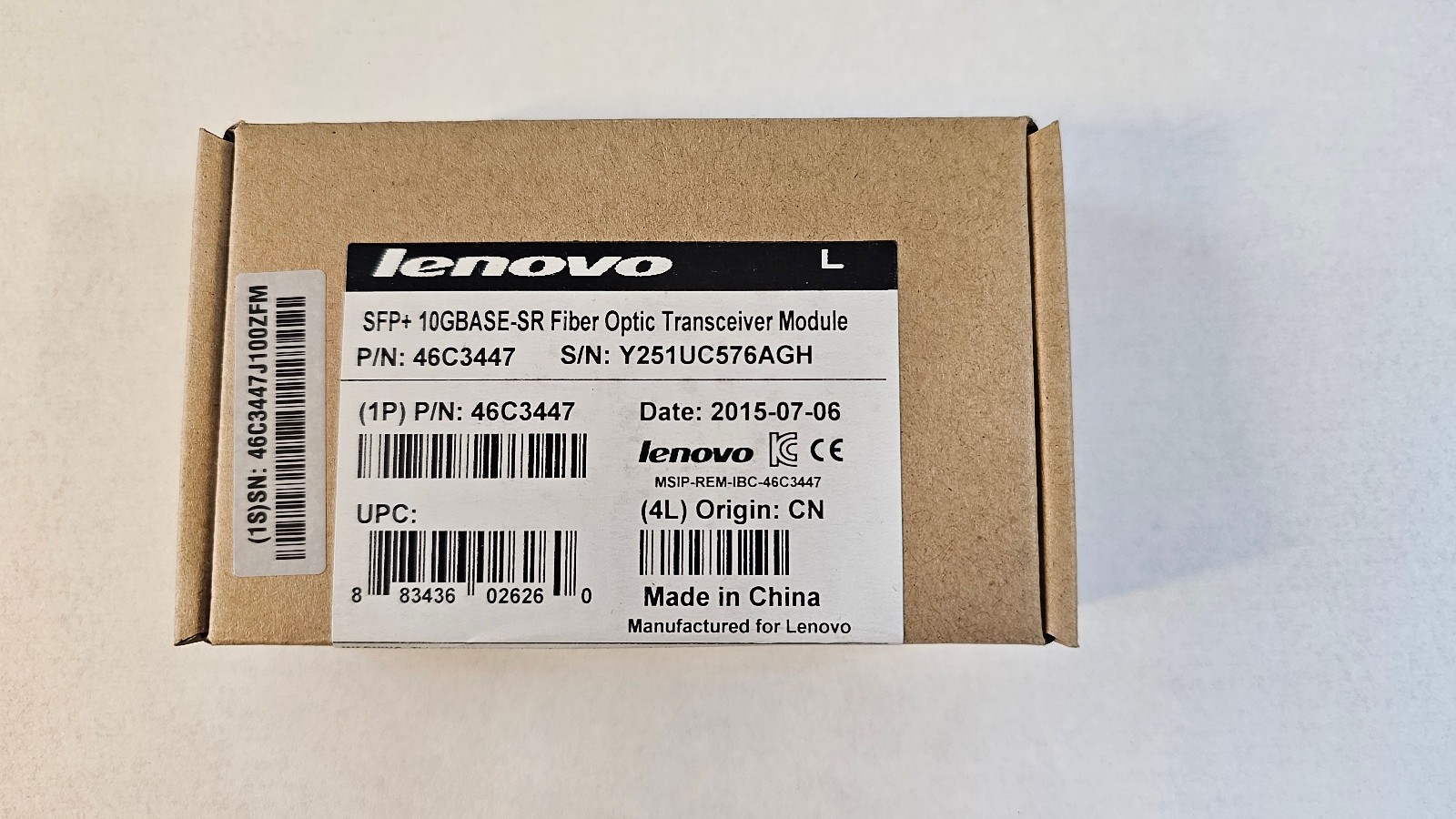 LENOVO 46C3447 - 10GBASE SFP+ SR Fiber Optic Transceiver Module- New Sealed Box
