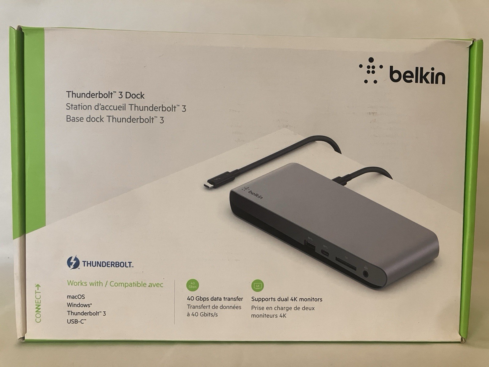 Belkin Thunderbolt 3 Dock Pro F4U097 Open Box Dual 4K 85W USB-C Mac Windows 