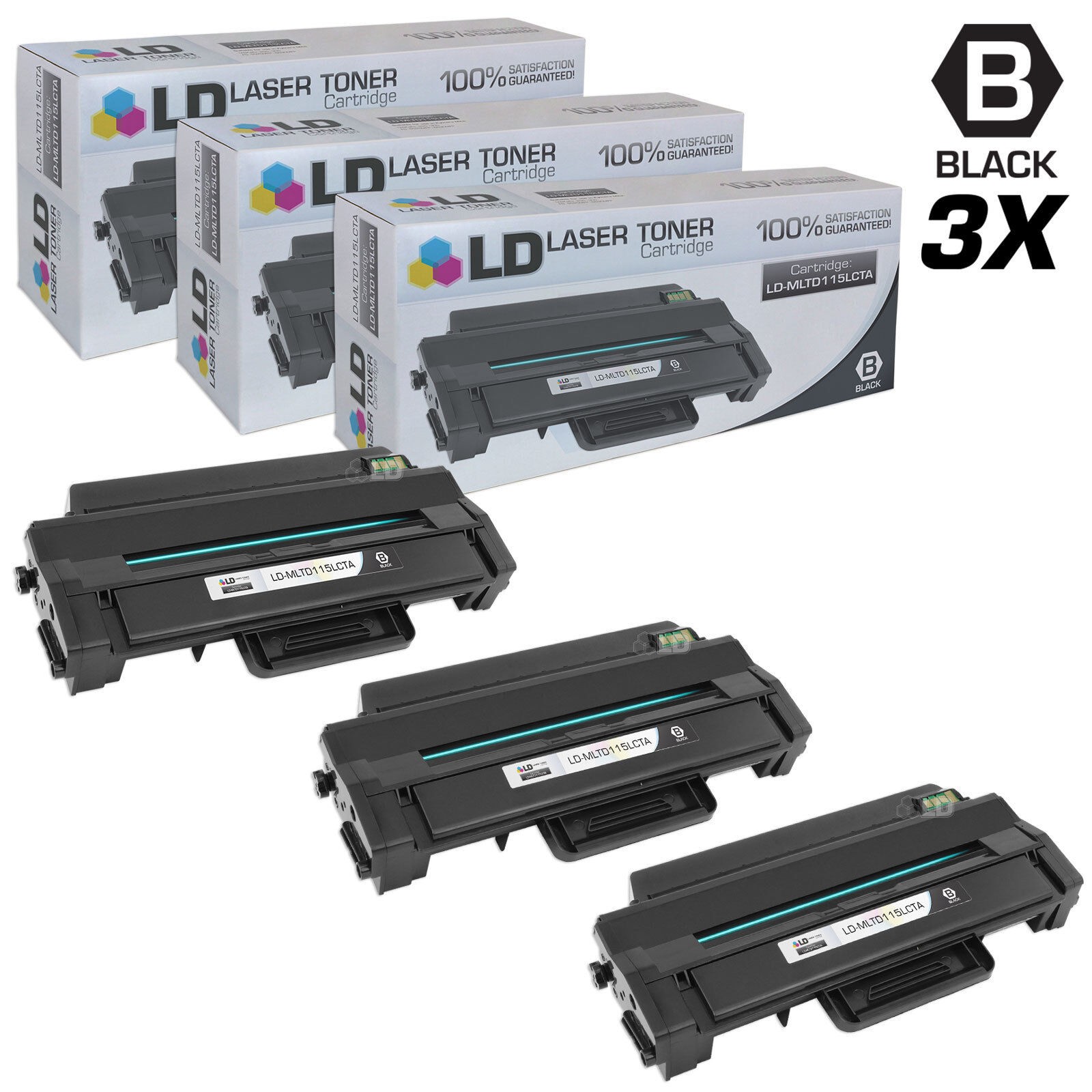 LD 3PK MLT-D115L Black Toner Cartridge for Samsung SL-M2820DW SL-M2870FW M2830DW