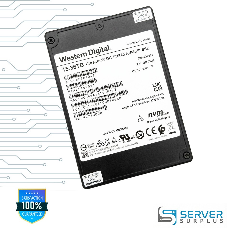 WD Ultrastar DC SN840 15.36TB NVMe 2.5 in SSD | WUS4BA1A1DSP3X3 | 0TS2051