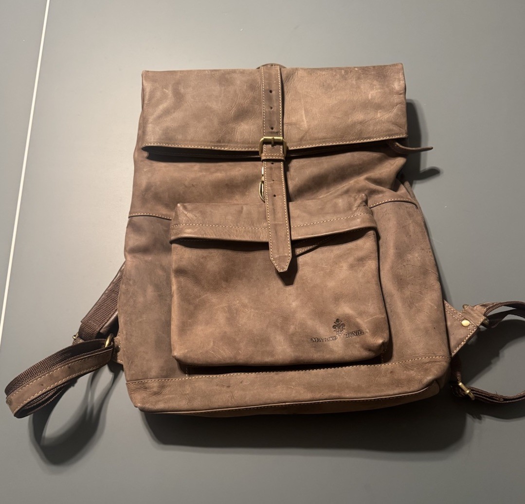 Marco Daniela Collection Leather Work School Backpack Computer Bag Buckle