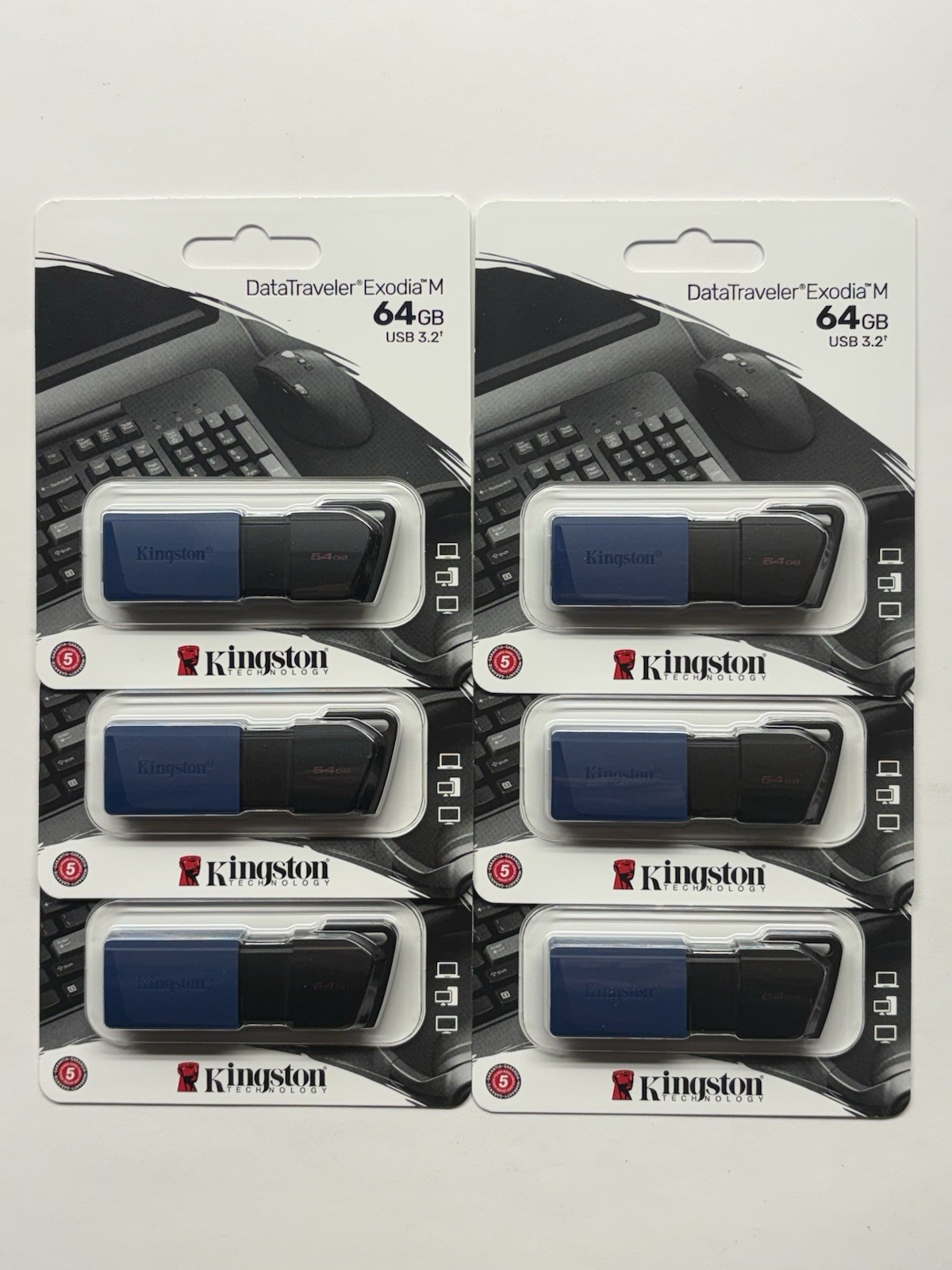Kingston Data Traveler Exodia M USB Flash Drive 64GB - Blue. Lot Of 6. New