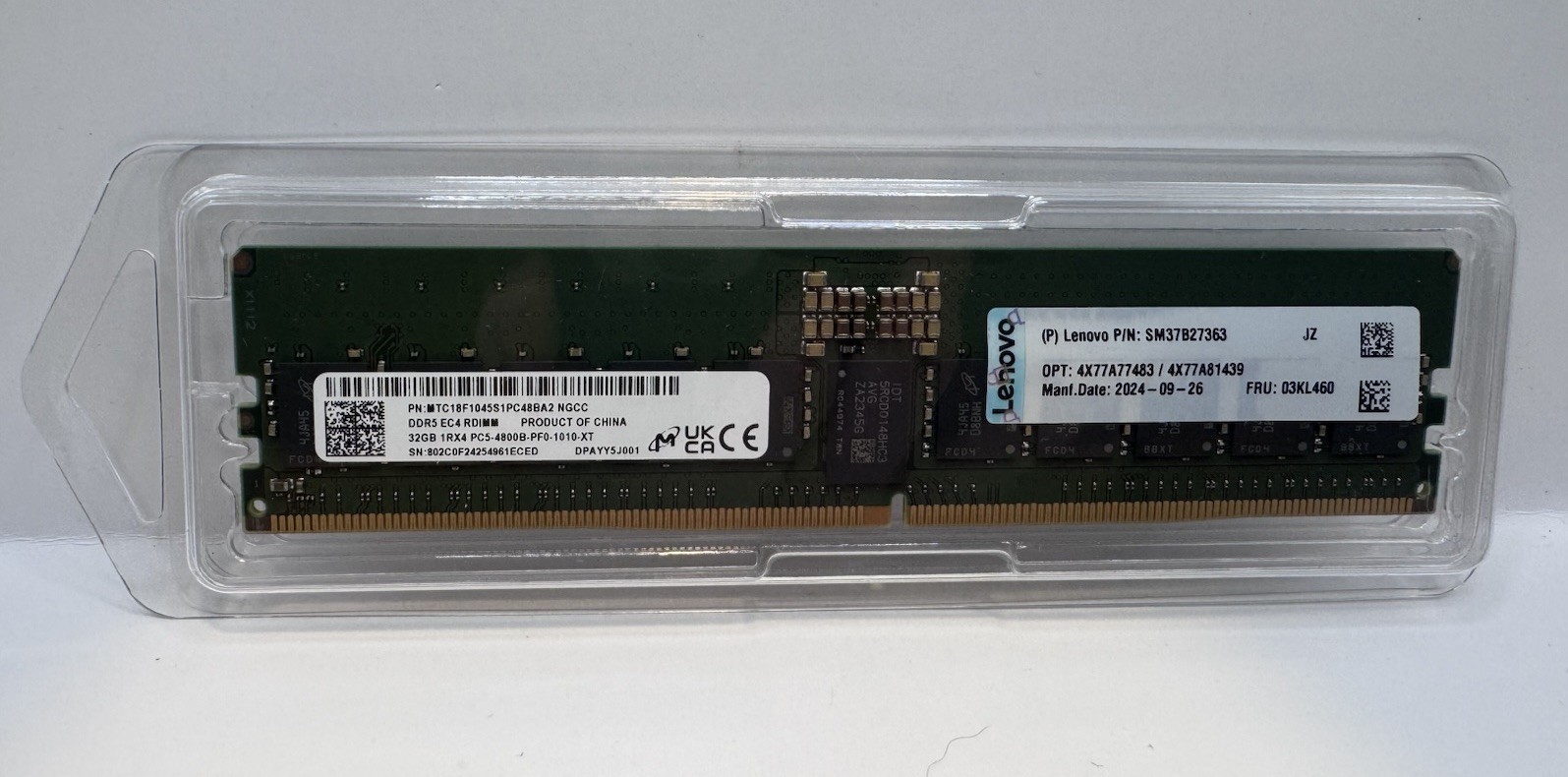 32GB DDR5 PC5-38400R RDIMM Replacement for Micron MTC18F1045S1PC48BA2 Memory RAM
