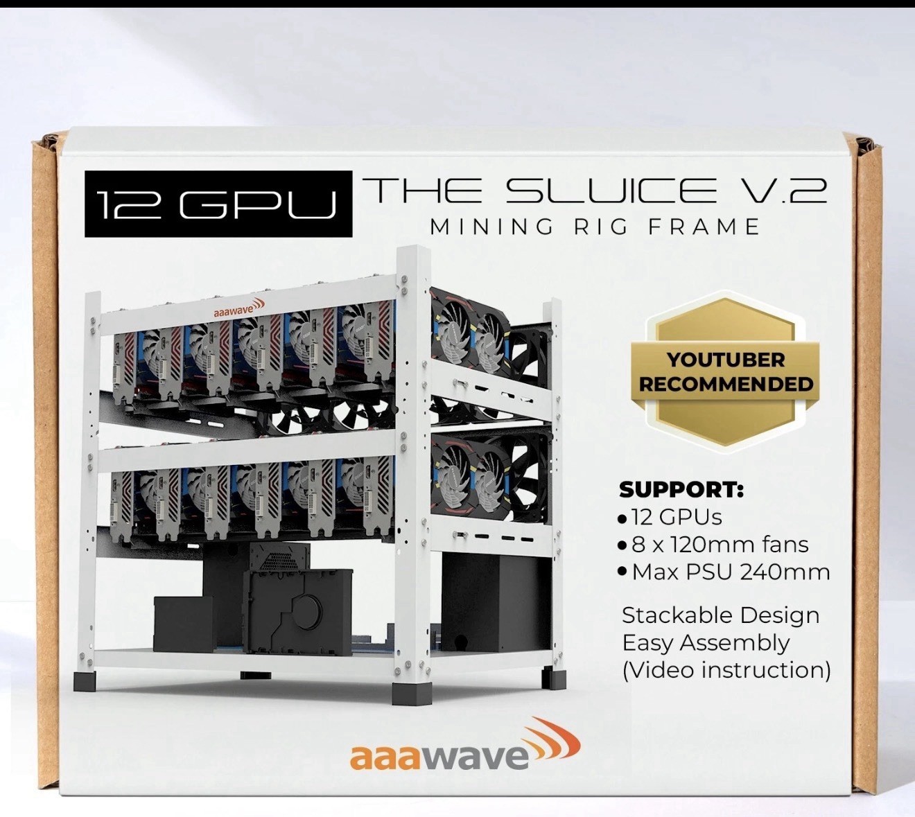 AAAwave The Sluice V2 12GPU Open Frame Mining Rig Frame Chassis