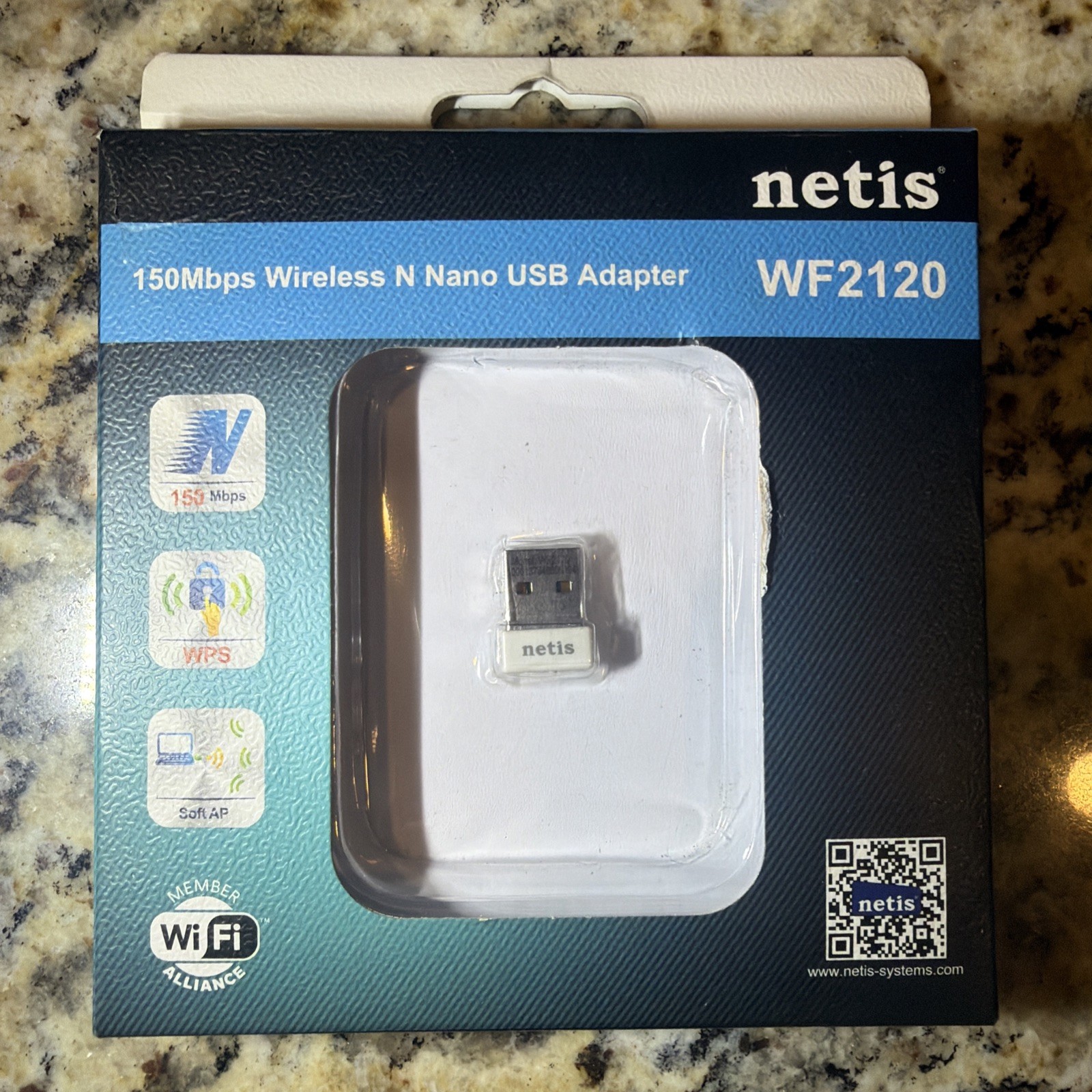 NETIS WF2120 150Mbps Wireless N Nano USB Adapter OPEN BOX