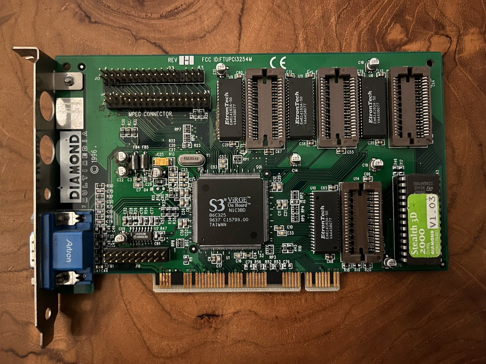 Diamond Stealth 3D 2000 v1.04 S3 ViRGE 2MB PCI Video Card 23030220-205 Vintage