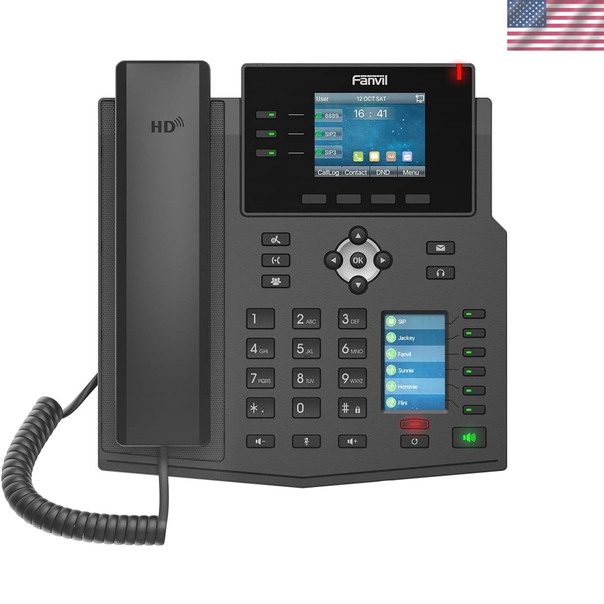 X4U V2 SIP Phone with 12 Lines & Digital Answering - Ideal for Conferences