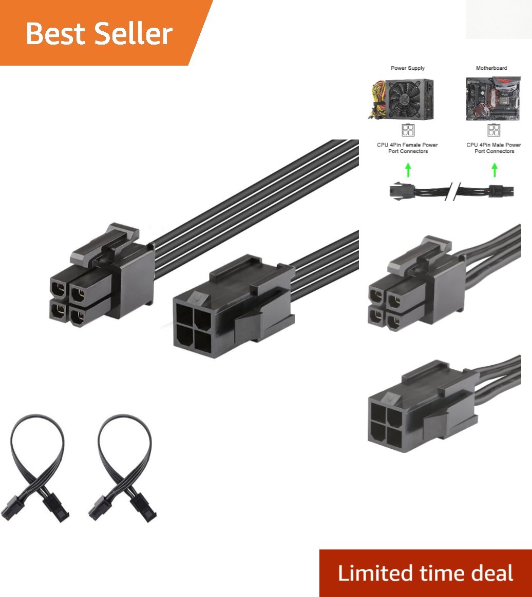 Reliable 2 Pack 8 Inch 4 Pin CPU Power Extension Cables for Custom PCs