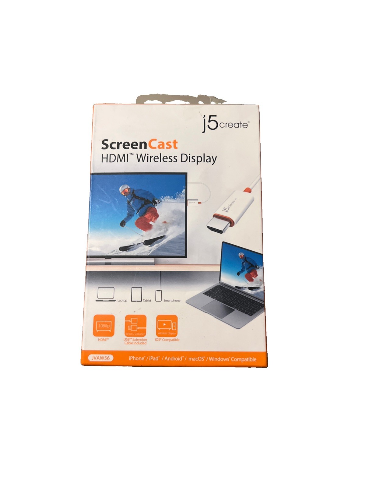 J5 Create ScreenCast Wireless Display Adapter JVAW56 -3A White