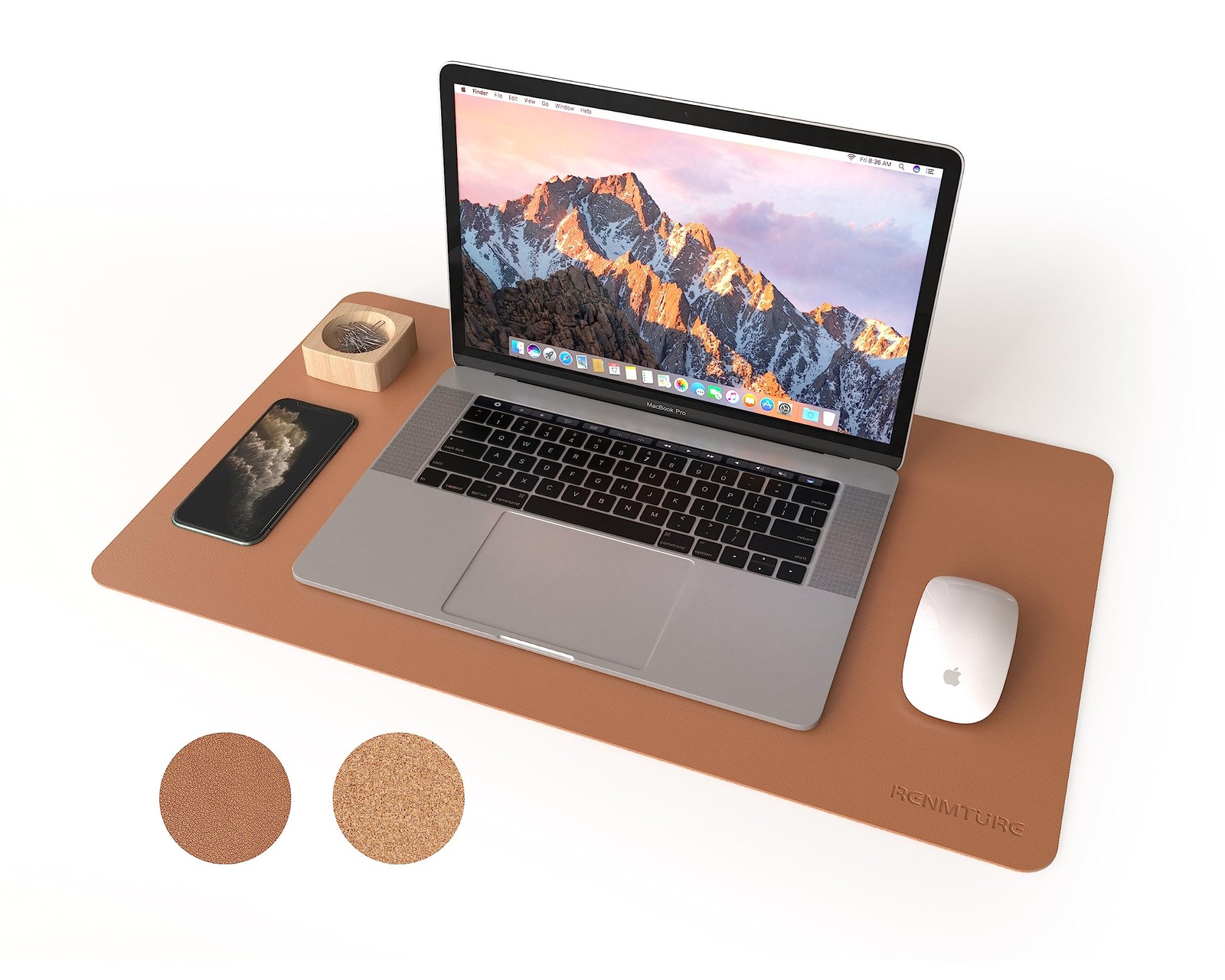Dual-Sided Mouse Pad, Natural Cork & PU Leather Large Desk Pad for Office and...