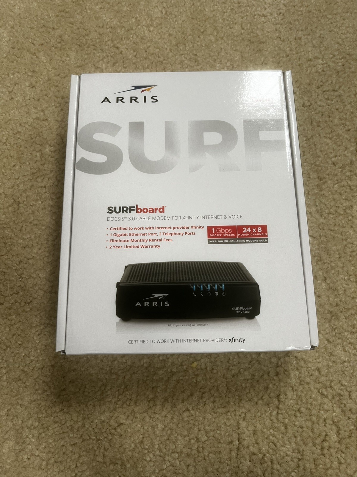 ARRIS Surfboard DOCSIS 3.0 Cable Modem for Xfinity Internet & Voice SBV2402 NEW