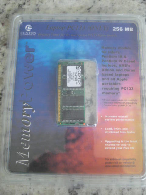 CENTON 256MB 144-Pin SO-DIMM PC 133 Laptop Memory Model 256MBLT133 NEW SEALED