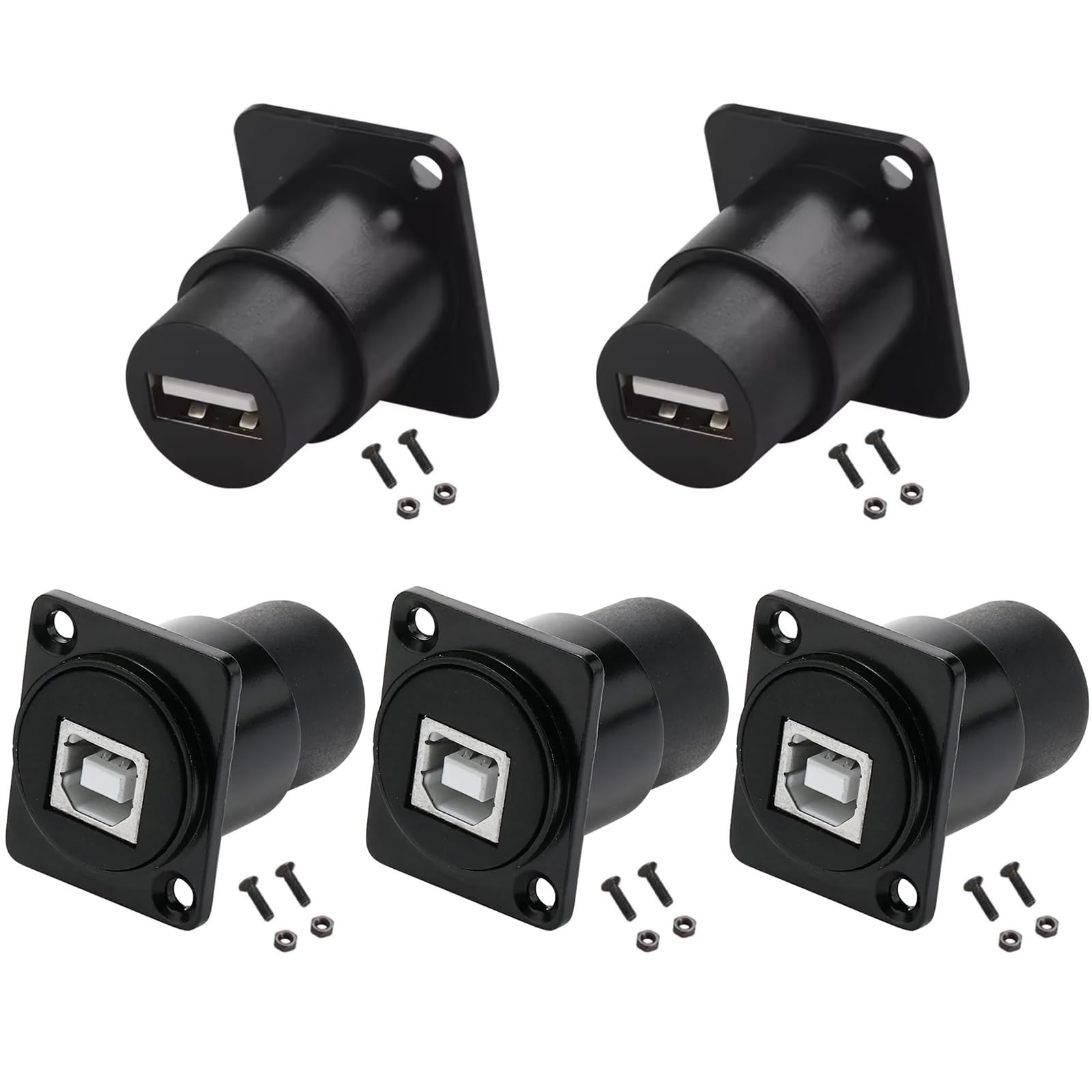 5PCS USB 2.0 Female to Printer Panel Mount Connector, Type B to USB-A Convert...