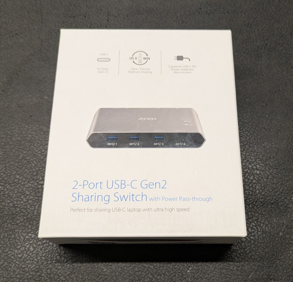 ATEN US3342 2-Port USB-C Gen 2 Sharing Switch with Power Pass-Through USB 3.1