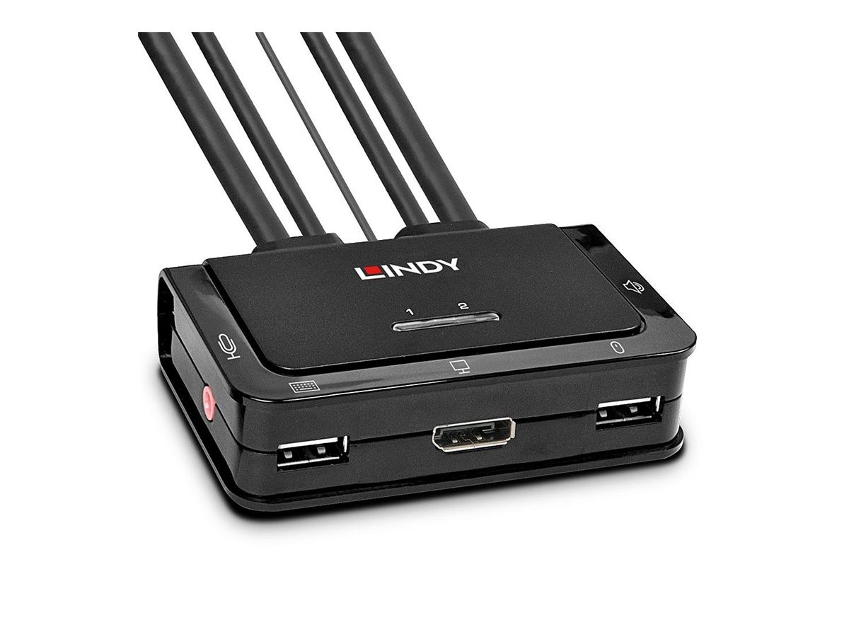 Lindy 2 Port DisplayPort 1.2, USB 2.0 & Audio Cable KVM Switch 42344
