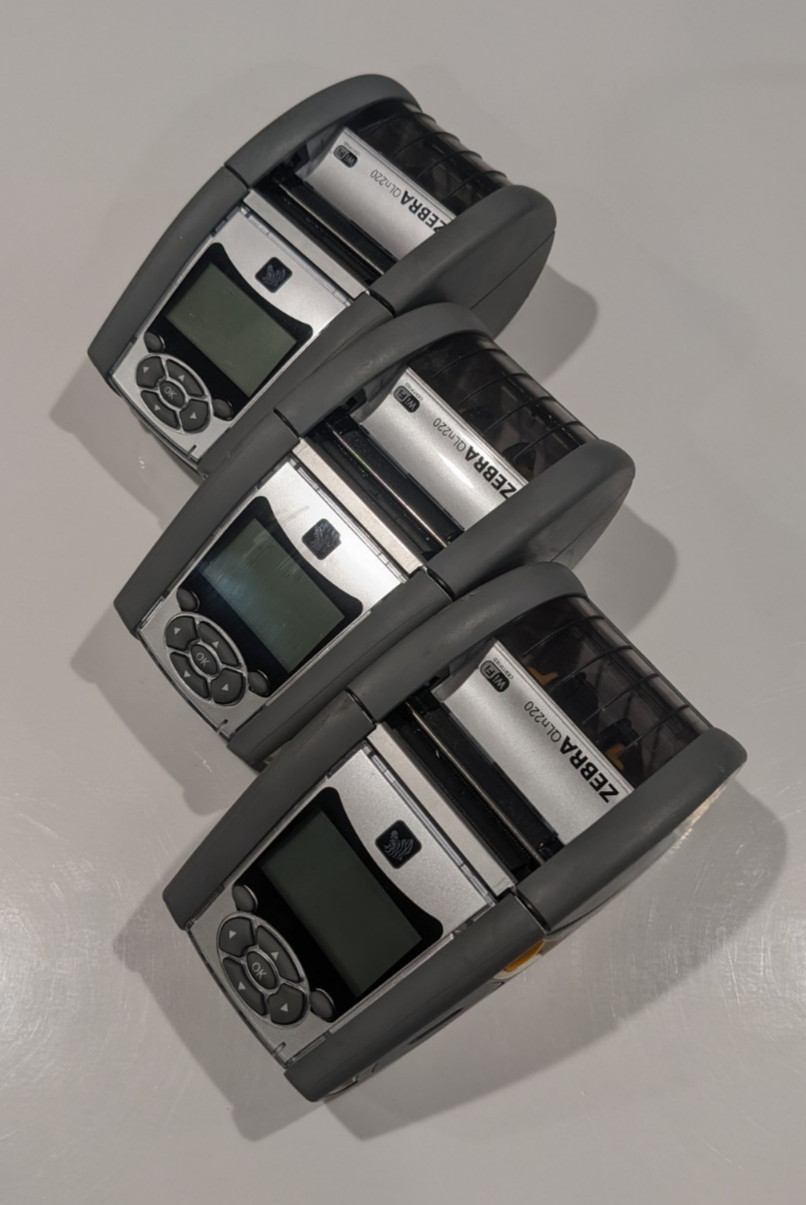 Lot of 3 Zebra QLn220 Bluetooth Direct Thermal Mobile Label Printer